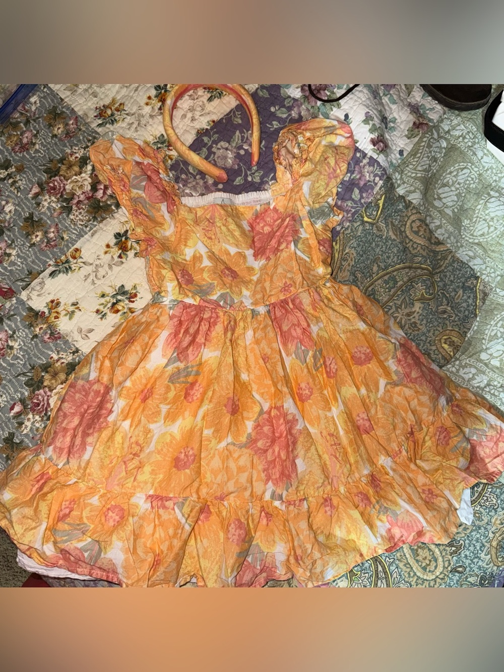 Joie Yellow Orange Floral Ruffle Sundress